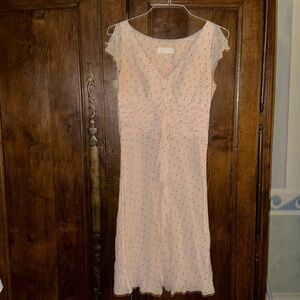 Escada pink/black polka dot silk dress